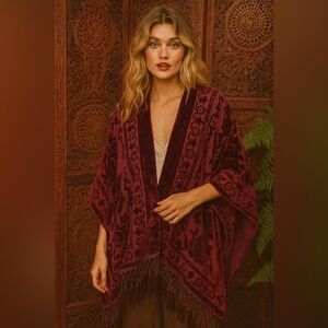 Elegant Boho Velvet Kimono Jacket